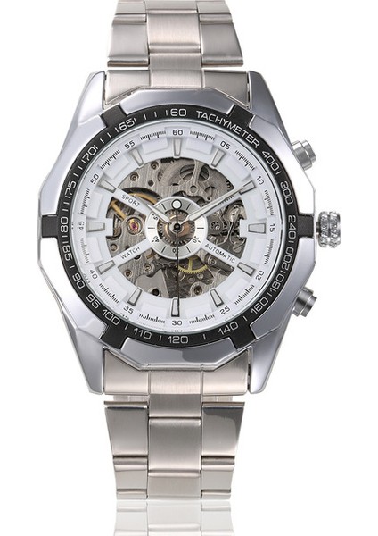 Beyaz Moda Rahat Içi Boş Pencere Kazanan 340 Klasik Stil Erkek Mekanik Saat Aydınlık Yarı Otomatik Mekanik Saat (Yurt Dışından)