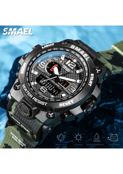 Camo Kırmızı Mavi Smael Izle Erkekler Için Askeri Spor Su Geçirmez Kol Saatleri Çalar Saat LED Dijital Kronometre Relogio Masculino Часы Мужские 1545 (Yurt Dışından) fiyatları