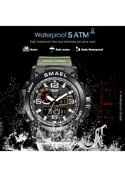 Camo Kırmızı Mavi Smael Izle Erkekler Için Askeri Spor Su Geçirmez Kol Saatleri Çalar Saat LED Dijital Kronometre Relogio Masculino Часы Мужские 1545 (Yurt Dışından) modelleri