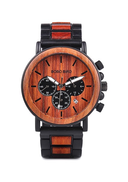 C-P09-3 Bobo Bırd Ahşap Erkek Saatler Ahşap Adam Izle Erkekler Için Kuvars Kol Saati Chronograp Aydınlık Özel Erkek Izle Relogio (Yurt Dışından)