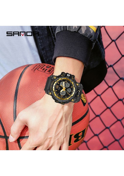 Siyah Altın Sanda Moda Açık Spor Izle Lüks Dijital Kol Saati Aydınlık Ekran Su Geçirmez Darbeye Dayanıklı Saat Erkek Spor Saatleri (Yurt Dışından) fırsatları