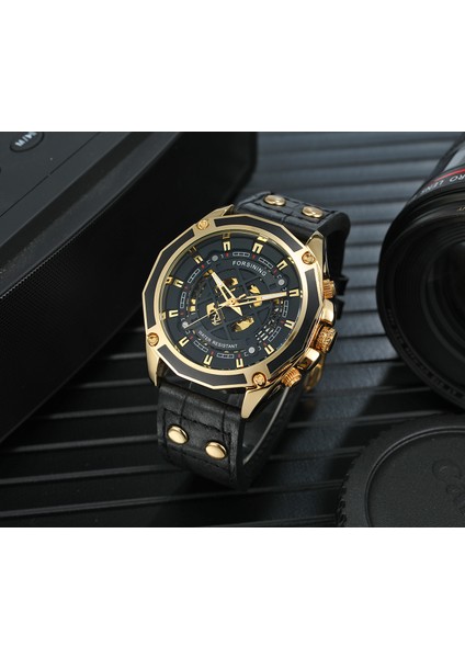 06 Forsınıng Erkek Saati Basit Mekanik Hareket Mekanik Saat Düzensiz Şekil Kemer Bilek Saati Siyah Saat (Yurt Dışından) modelleri