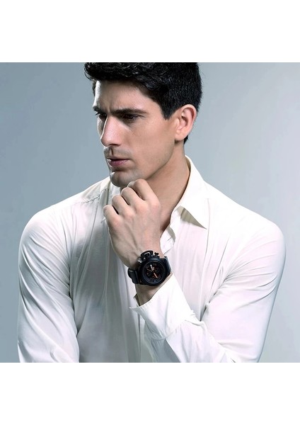 2002 01 Kutulu Megir Moda Erkek Silikon Bant Spor Kuvars Bilek Saatleri Analog Ekran Kronograf Siyah Saat Takvimli Adam Için 2002 (Yurt Dışından) indirimleri