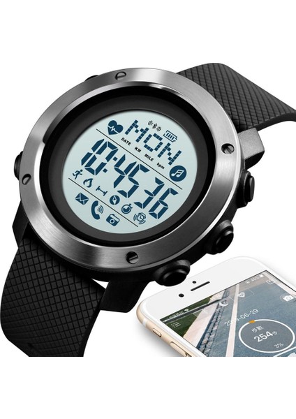 Çelik Kadran Yeşil Skmeı Açık Spor Saatler Moda Pusula Dijital Saat Erkekler Bluetooth Kalp Hızı Spor Saatı Relogio Masculino (Yurt Dışından)