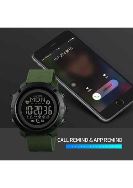 Çelik Kadran Yeşil Skmeı Açık Spor Saatler Moda Pusula Dijital Saat Erkekler Bluetooth Kalp Hızı Spor Saatı Relogio Masculino (Yurt Dışından)