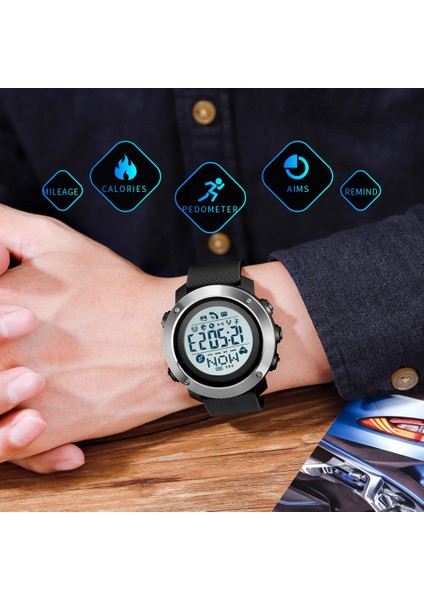 Çelik Kadran Yeşil Skmeı Açık Spor Saatler Moda Pusula Dijital Saat Erkekler Bluetooth Kalp Hızı Spor Saatı Relogio Masculino (Yurt Dışından)