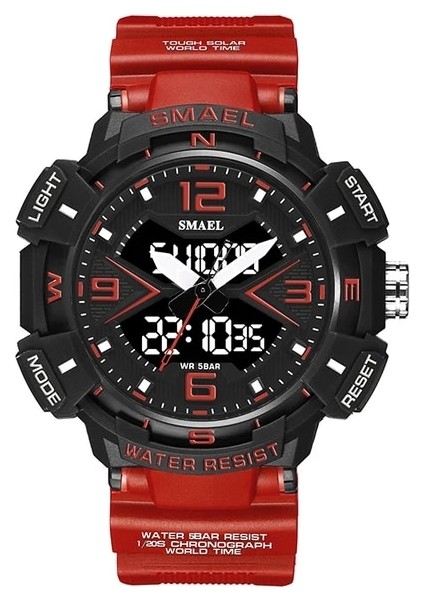 Kırmızı Smael Erkekler Için Yeni Varış Spor Kol Saati, Moda Suya Dayanıklı 50 M Askeri Adam Izle Erkekler Için Hediye 8076 Montre Homme (Yurt Dışından)