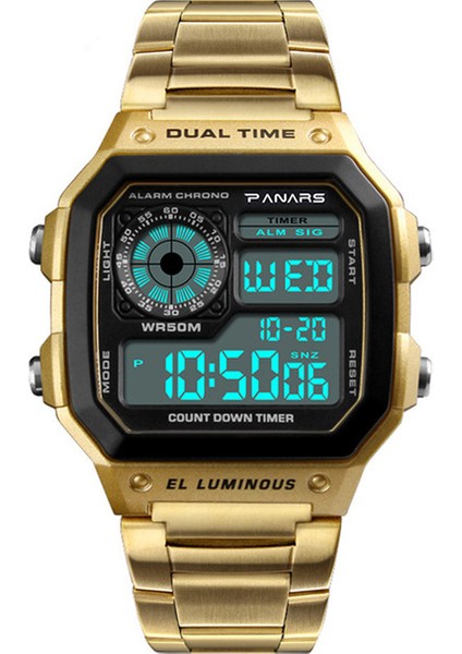 Metal-Tanrı Reloj Deportivo Dijital Erkek Saatler Erkekler 5bar Su Geçirmez Spor Izle Spor Paslanmaz Çelik Kol Saati Relojes Deportivos Zegarek (Yurt Dışından)