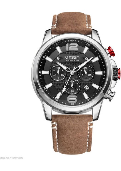Kahverengi Megır 2020 Lüks Saatler Erkekler Üst Marka Paslanmaz Çelik Su Geçirmez Aydınlık Kol Saati Mavi Spor Kronograf Quartz Saat Adam (Yurt Dışından)