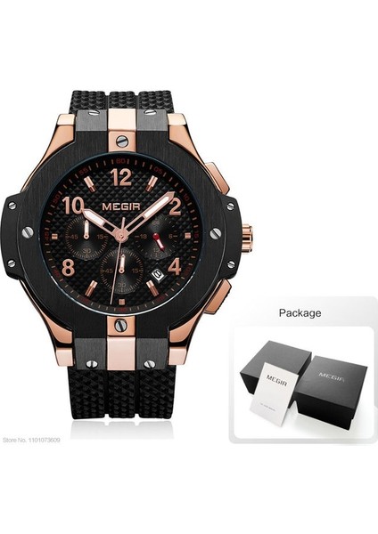 Gül Altın Kutu Ordu Spor Chronograph Kuvars Bilek Saatler Erkekler Siyah Silikon Askeri Kron Izle Saat Adam Relogios Masculino 2050G (Yurt Dışından)