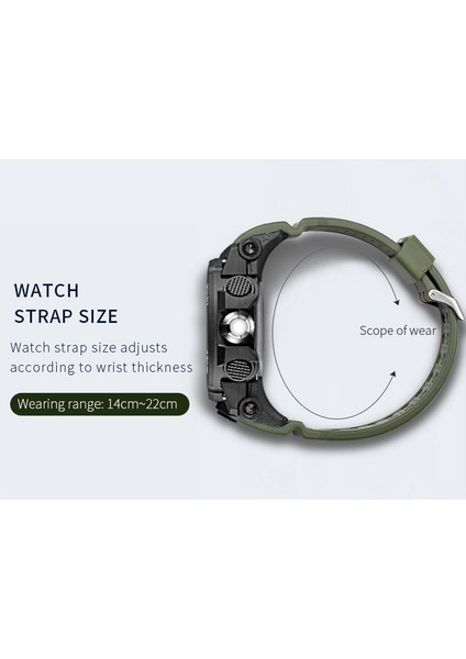 Siyah Yeşil Smael Saatler Erkekler Için 50 M Su Geçirmez Saat Alarmı Reloj Hombre 1545D Çift Ekran Kol Saati Kuvars Askeri Izle Spor Yeni Erkek (Yurt Dışından)
