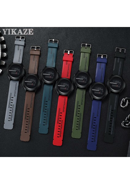 1-Koyu-Yeşil Spor Saat Moda Dijital Erkek Saatler Büyük Kadran Su Geçirmez Aydınlık Elektronik Saat Askeri Erkek Saatleri Çocuklar Için LED Saat (Yurt Dışından)