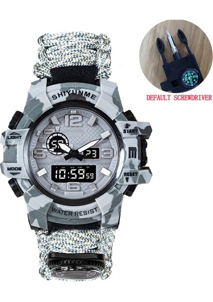 Kamuflaj Gri Açık Spor Erkek Saatler Pusula Termometre Askeri Kuvars Izle Erkekler Su Geçirmez LED Dijital Erkek Saat Relogio Masculino (Yurt Dışından)