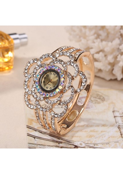 Mor Lüks Zarif Bilezik Izle Bayanlar Çiçek Tasarım Altın Alaşım Bant Kadın Elbise Saatler Kristal Kadın Kol Saati Bayan Saat (Yurt Dışından) fırsatları
