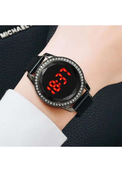 Siyah 2021 Yeni Varış Lüks LED Kadın Manyetik Bilezik Saatler Dijital Elbise Kol Saati Bayanlar Relogio Feminino Montre Homme Saat (Yurt Dışından) modelleri