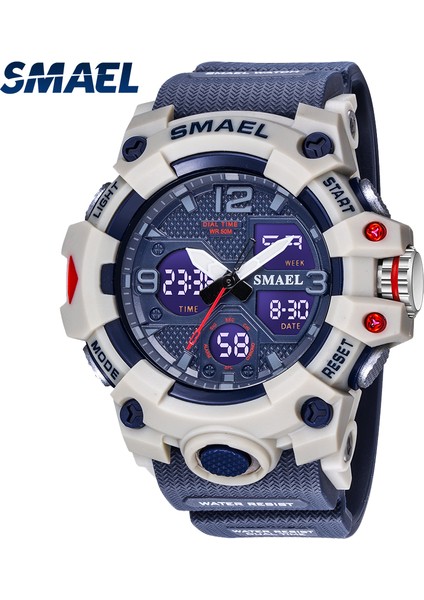 Yeşil Spor Izle Askeri Izle Erkekler Için Çalar Saat Kronometre LED Dijital Arka Işık Çift Zamanlı Ekran 8008 Erkek Saatleri Su Geçirmez (Yurt Dışından)
