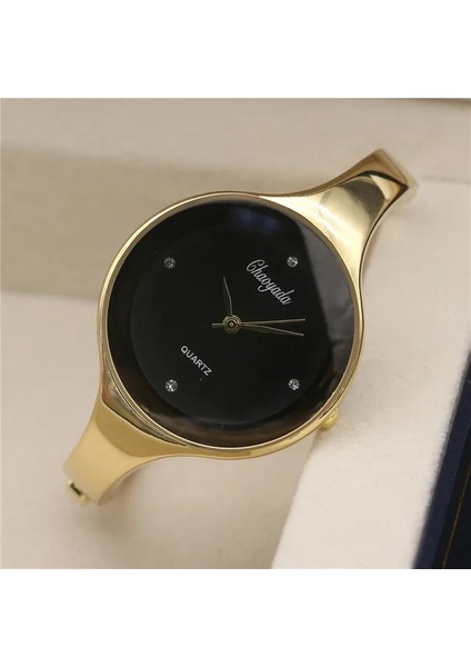 Altın Siyah Lüks Marka Gümüş Kadın Kol Saati Kadın Saatler Elbise Bilezik Izle Kadın Kuvars Saatler Kadın Moda Saat Bayanlar Izle (Yurt Dışından)