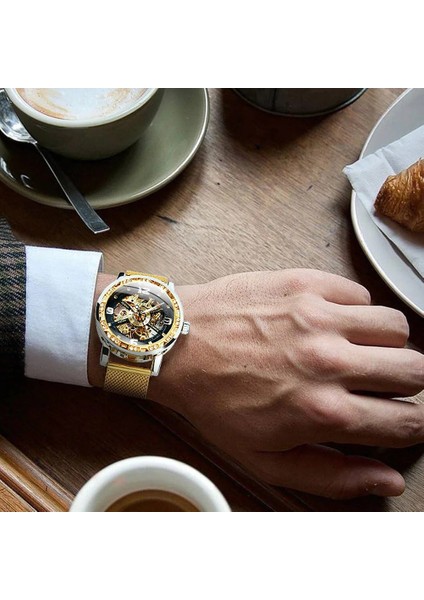 Bo Altın-Altın-Sarı Forsining Üst Marka Erkek Kol Saatleri Mekanik Şeffaf El Rüzgar Lüks Erkek Su Geçirmez Izle Montre Homme (Yurt Dışından) modelleri