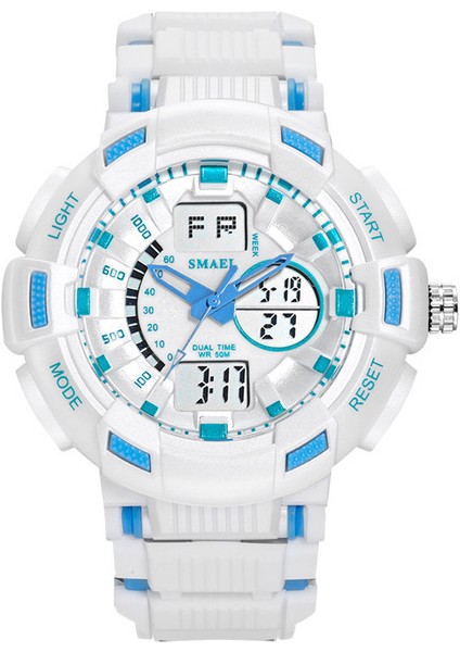 1366 Beyaz Mavi Spor Saatler Erkekler Askeri Saat 50 M Su Geçirmez Kronometre Çalar Saat LED Dijital 1366B Erkek Spor Saat Kuvars Reloj Hombre (Yurt Dışından)