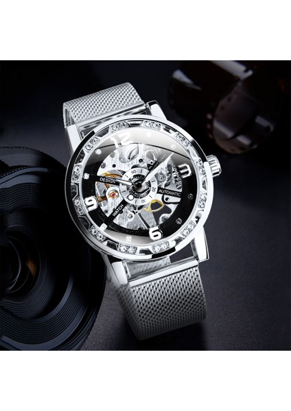 All-Black Forsınıng Altın Izle Erkekler Mekanik Kol Saatleri Buzlu Out Erkek Saatler Top Marka Lüks Çelik Kayış Saatler Часы Мужские (Yurt Dışından) fırsatları