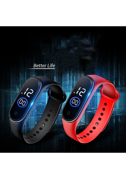 M4-Pembe Erkek Kadın Spor LED Dijital Saat Erkekler LED Izle Silikon Elektronik Saat Çift Saatler Saat Relogio Dijital Montre Ev (Yurt Dışından)