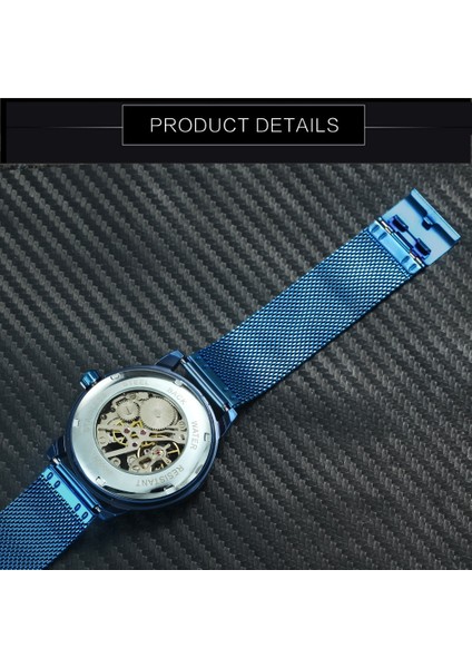 Bo Gümüş Sıyah Forsınıng Erkekler Için Izle Mekanik Saatler Mavi Ultra Ince Örgü Kayış Moda Rahat Kol Saati Aydınlık Eller Saat (Yurt Dışından) indirimleri