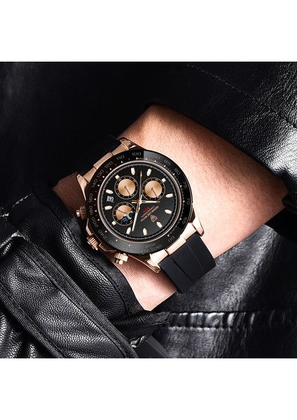 Altın Siyah Lıge Erkek Izle Marka Lüks Çok Fonksiyonlu Silikon Izle Spor Su Geçirmez Kol Saati Kuvars Chronograph Saat Relogio Masculino (Yurt Dışından) fırsatları