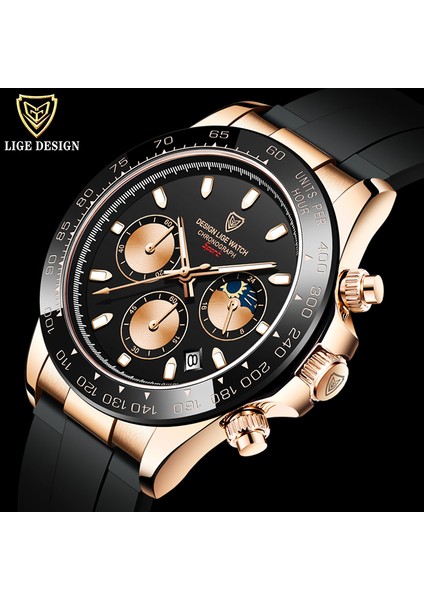 Altın Siyah Lıge Erkek Izle Marka Lüks Çok Fonksiyonlu Silikon Izle Spor Su Geçirmez Kol Saati Kuvars Chronograph Saat Relogio Masculino (Yurt Dışından) indirimleri