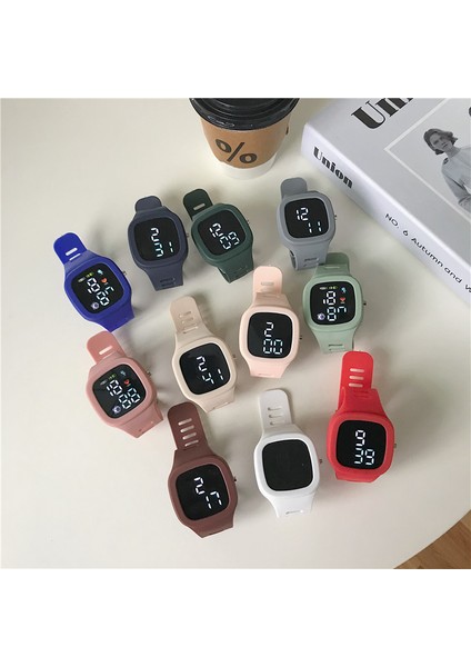 Kahve Erkek Kadın Izle LED Dijital Spor Saat Çocuklar Erkekler Kızlar Için Kare Büyük Arama Su Geçirmez Silikon Erkek Elektronik Kol Saati (Yurt Dışından)