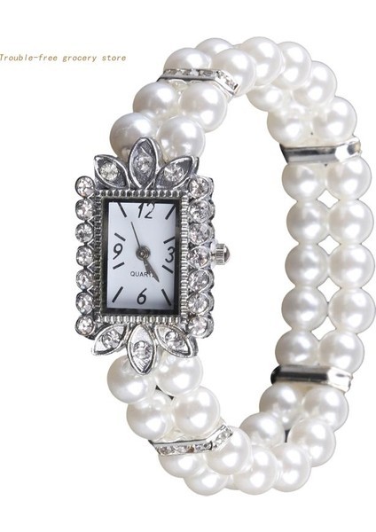 157F2SS303692-4 Moda Kadın Izle Saat Kadın Rahat Kol Saatleri Inci Boncuklu Bilezik Saatler Kayış Kuvars Kol Saati Horloges (Yurt Dışından)