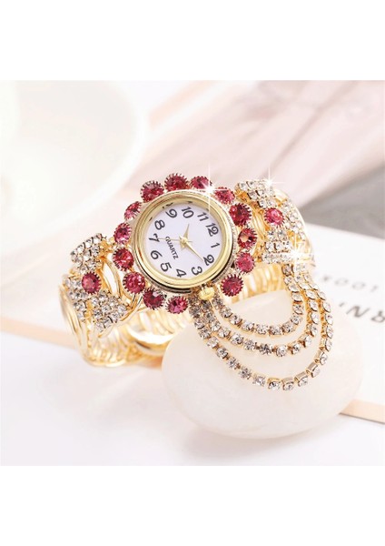 Koyu Kırmızı 2023 Üst Marka Lüks Taklidi Bilezik Izle Kadın Saatler Bayanlar Kol Saati Relogio Feminino Reloj Mujer Montre Femme Saat (Yurt Dışından) modelleri