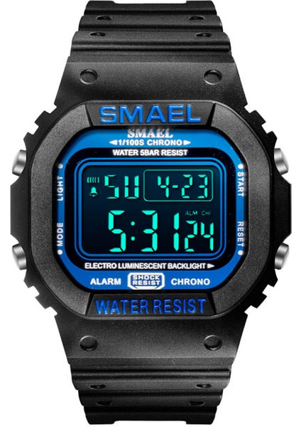 Siyah Mavi Smael Açık Spor Dijital Saat Erkek Kadın LED Çalar Saat 50 M Su Geçirmez Kamuflaj Unisex Saatler Relogio Reloj Часы Мужские (Yurt Dışından)