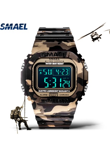 Siyah Mavi Smael Açık Spor Dijital Saat Erkek Kadın LED Çalar Saat 50 M Su Geçirmez Kamuflaj Unisex Saatler Relogio Reloj Часы Мужские (Yurt Dışından)