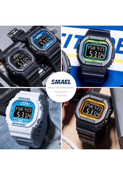 Siyah Mavi Smael Açık Spor Dijital Saat Erkek Kadın LED Çalar Saat 50 M Su Geçirmez Kamuflaj Unisex Saatler Relogio Reloj Часы Мужские (Yurt Dışından)