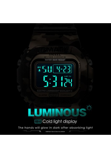 Siyah Mavi Smael Açık Spor Dijital Saat Erkek Kadın LED Çalar Saat 50 M Su Geçirmez Kamuflaj Unisex Saatler Relogio Reloj Часы Мужские (Yurt Dışından)