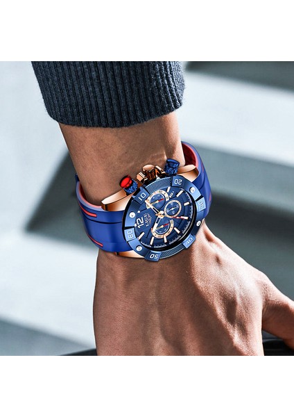 Çelik Gül Siyah 2023 Lıge Izle Erkekler Spor Kuvars Kol Saati Chronograph Askeri Erkekler Saatler Adam Için Aydınlık Tarih Saat Izle Relogio Masculino (Yurt Dışından)