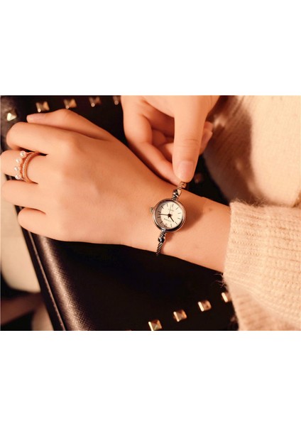 Gümüş Beyaz Ulzzang Basit Kadın Saatler Zarif Kadın Gül Altın Açık Küçük Bilezik Izle Moda Marka Retro Bayanlar Kol Saatleri Saat (Yurt Dışından)