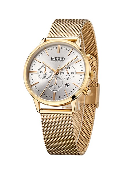 Altın Megır Chronograph Lüks Kadın Bilezik Saatler Relogio Feminino Moda Kuvars Severler Kol Saati Saat Bayanlar Kızlar Hediye 2011 (Yurt Dışından)