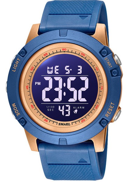 Mavi Gül Smael Unisex Dijital Saatler Erkek Kadın Siyah Su Geçirmez Elektronik LED Ekran Kol Saati Tarihi Hafta Askeri Spor Izle Bayan (Yurt Dışından)