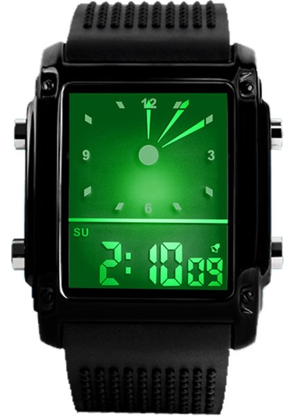 08379WHITE Yeni Erkekler Izle LED Dijital Saatler Erkekler Spor Saatler Ikili Zaman Analog Dijital Saatler LED Renkli Arka Işık Glow Saatler Reloj (Yurt Dışından)