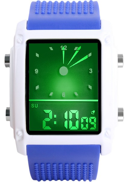 08379WHITE Yeni Erkekler Izle LED Dijital Saatler Erkekler Spor Saatler Ikili Zaman Analog Dijital Saatler LED Renkli Arka Işık Glow Saatler Reloj (Yurt Dışından)