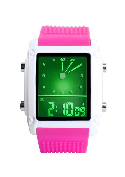 08379WHITE Yeni Erkekler Izle LED Dijital Saatler Erkekler Spor Saatler Ikili Zaman Analog Dijital Saatler LED Renkli Arka Işık Glow Saatler Reloj (Yurt Dışından)