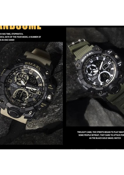 Mavi Erkekler Spor Saatler 50 M Su Geçirmez Kol Saati LED Kuvars Saat Erkek Relogios Masculino Smael Dijital Spor Saatler Erkek (Yurt Dışından) fırsatları