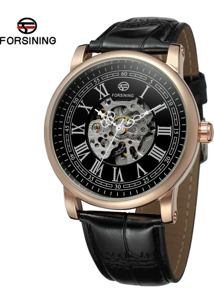 Siyah 02 Forsınıng Erkek ve Kadın Mekanik Saati Basit Rüzgar Içi Boş Dairesel Roma Dijital Mekanik Saat Siyah Kayış Kol Saati (Yurt Dışından) fiyatları
