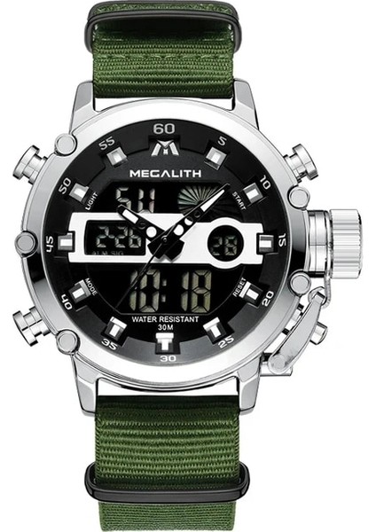 Nylonsilver Megalıth Moda Erkekler Izle Erkek Aydınlık Su Geçirmez Kuvars Izle Erkekler Üst Marka Lüks Spor LED Dijital Saat Relogio Masculino (Yurt Dışından)
