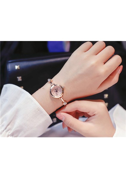 Gül Yeni Gül Altın Bilezik Saatler Kadınlar Lüks Kristal Elbise Kol Saatleri Saat Kadın Moda Rahat Kuvars Izle Reloj Mujer (Yurt Dışından)