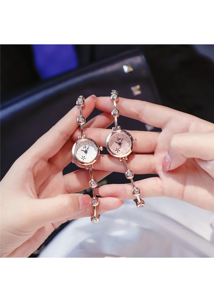 Gül Yeni Gül Altın Bilezik Saatler Kadınlar Lüks Kristal Elbise Kol Saatleri Saat Kadın Moda Rahat Kuvars Izle Reloj Mujer (Yurt Dışından) fiyatları