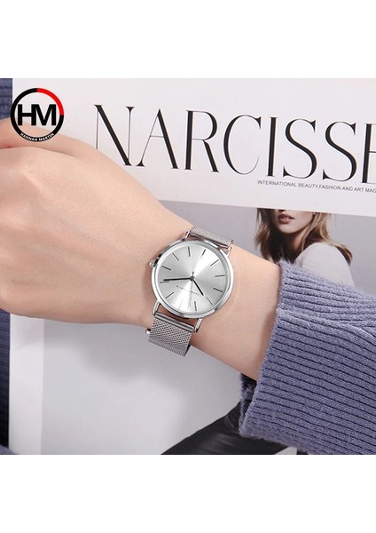 Gümüş Beyaz Kadın Bilezik Izle Lüks Marka Kuvars Bayan Elbiseler Bilek Saatleri Gümüş Çelik Hasır Kadın Izle 36MM Su Geçirmez Saat Xfcs (Yurt Dışından) fırsatları