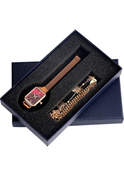 Bayanlar WATCH-120 Kare Yeşil Kadran Lüks Kadın Izle Bilezik Saatler Set Paslanmaz Çelik Bayanlar Kuvars Kol Saati Sevgilisi Için Hediye Kutusu Paketi (Yurt Dışından)