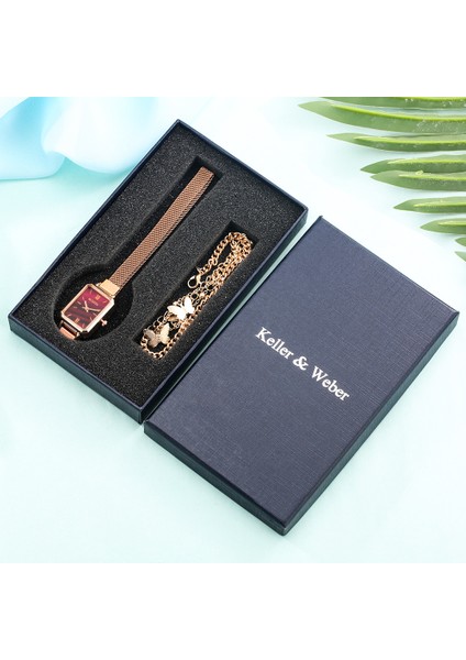 Bayanlar WATCH-120 Kare Yeşil Kadran Lüks Kadın Izle Bilezik Saatler Set Paslanmaz Çelik Bayanlar Kuvars Kol Saati Sevgilisi Için Hediye Kutusu Paketi (Yurt Dışından)
